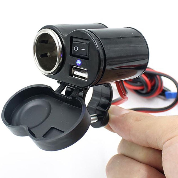 Waterproof Motorcycle USB Charger with Lighter