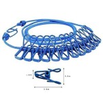 (4Set) Creative Portable Clothesline Drying Rope with 12 Clips